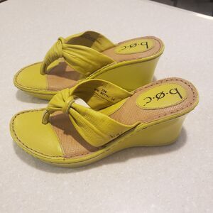 BORN B.O.C LEATHER SLIDES SLIP ON DRESS SANDALS SHOES Yellow WOMENS 7